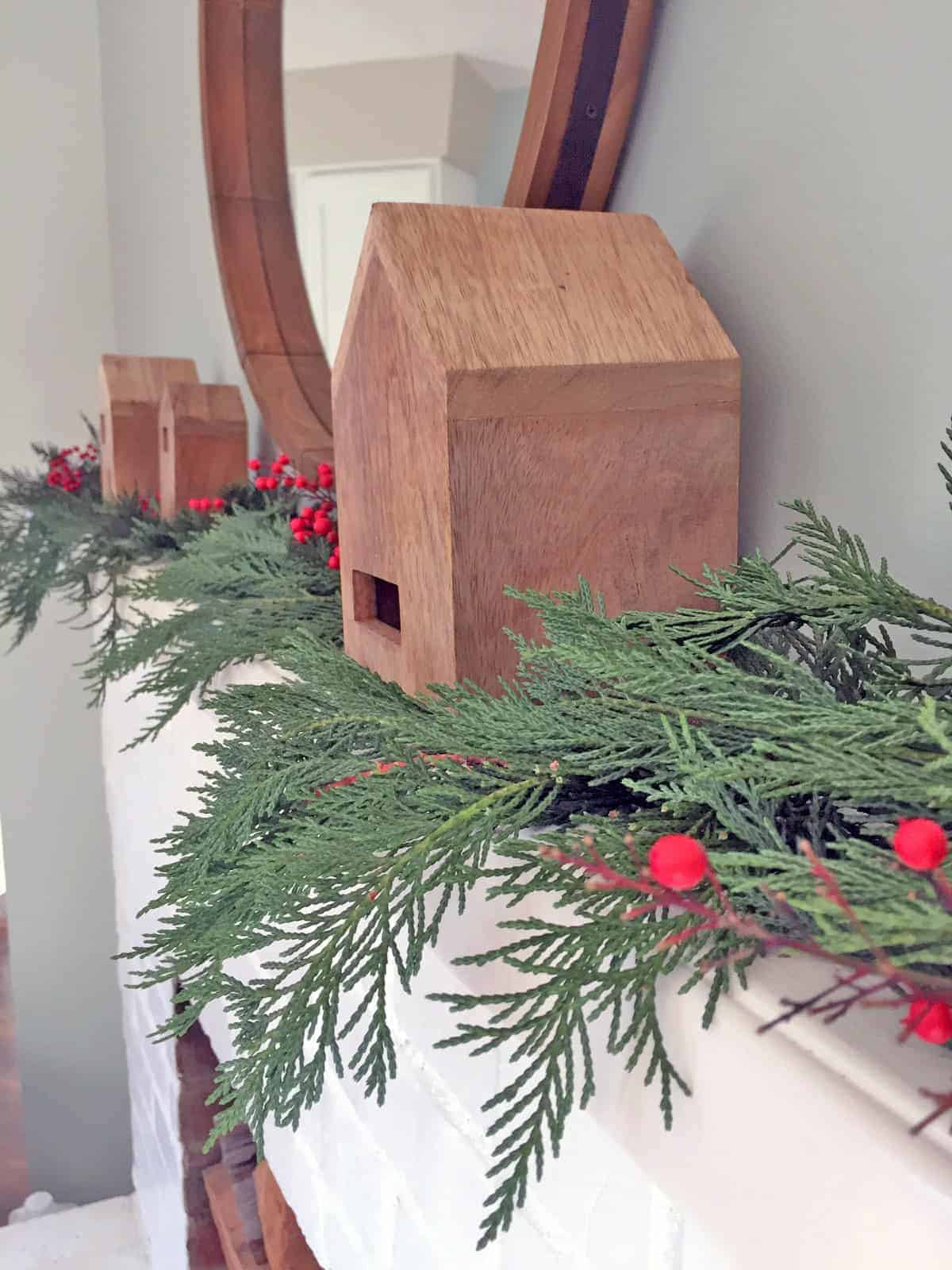 village christmas houses on mantle 