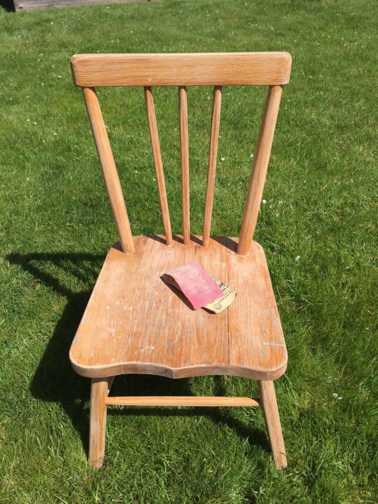 sanded children's wood chair