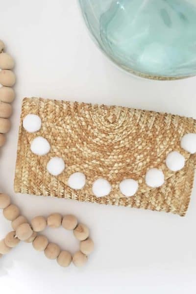 DIY Straw Pom Pom Clutch