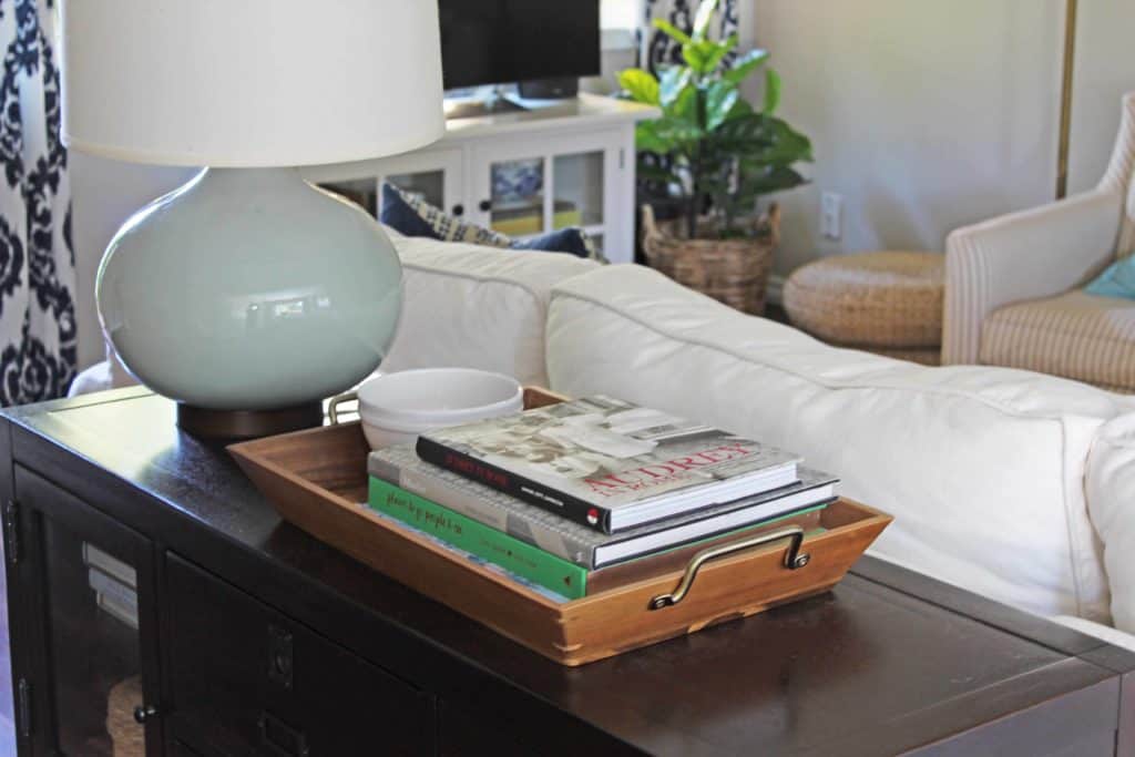 Family room home tour. #spring #coastalhome #farmhouse #potterybarn #sisalrug #moroccanpouf #crateandbarrel #ballarddesign