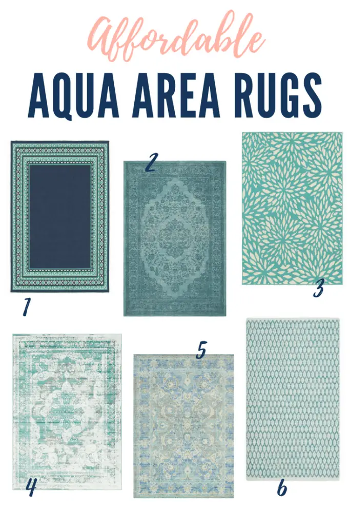 Area rugs are a great way to bring warmth and texture into your home. Check out these simple tips on how to determine what size rug you should buy for your bedroom, and a round-up of 6 affordable aqua area rugs! #farmhousestylerugs #coastalstylerugs #cottagestylerugs #bluerugs #aquarugs #arearugs #overdyedrugs