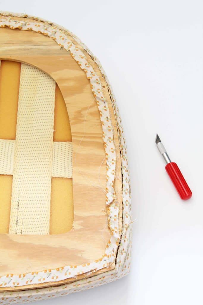 underside of reupholstered chair cushion