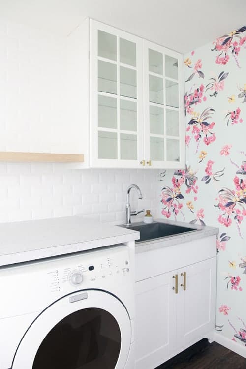 floral wallpaper laundry room 