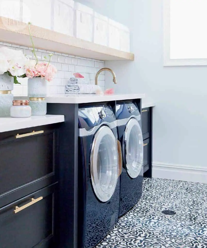 navy blue laundry room 