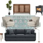Casual & Colorful Living Room Design Board