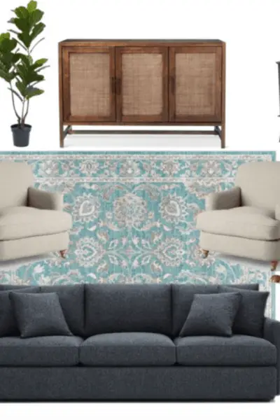 Casual & Colorful Living Room Design Board