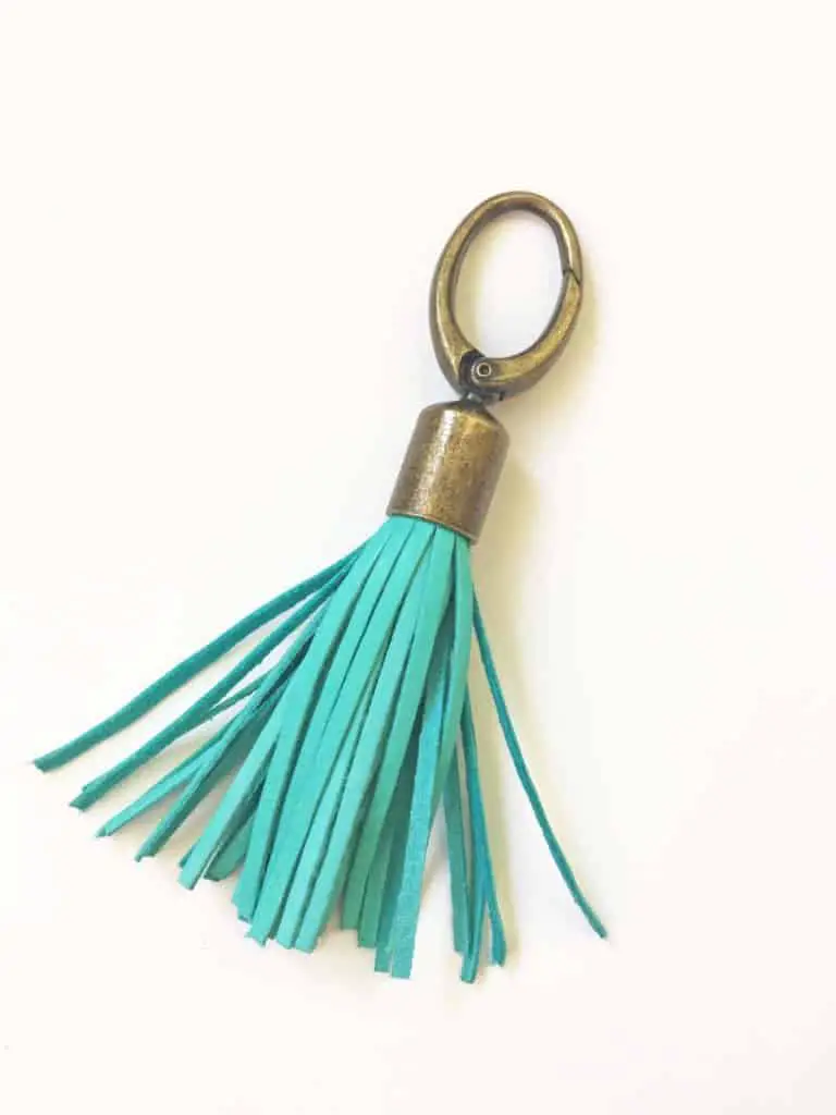 turquoise leather tassel keychain
