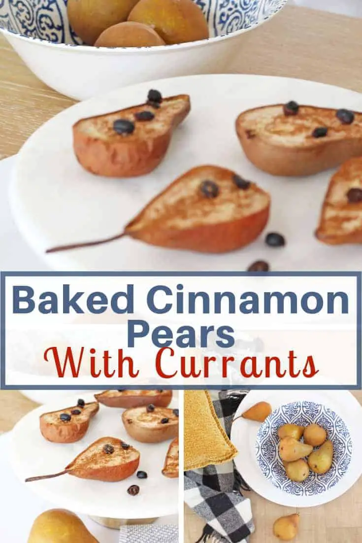 Baked cinnamon pear with currants recipe.