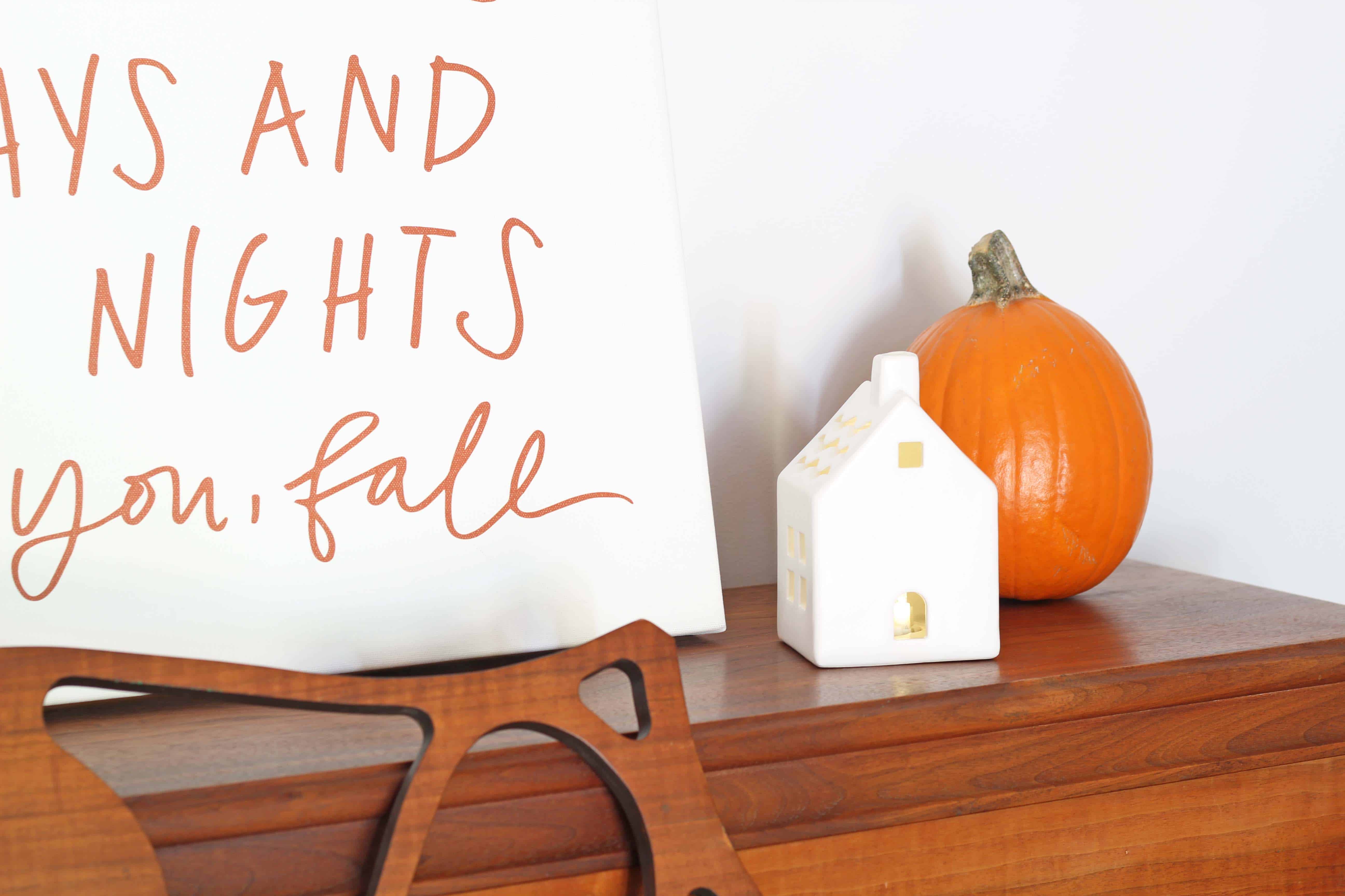 FallFall entryway with lindsay letters word art and ceramic village house