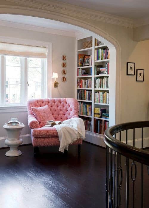 Reading nook at top of stairs