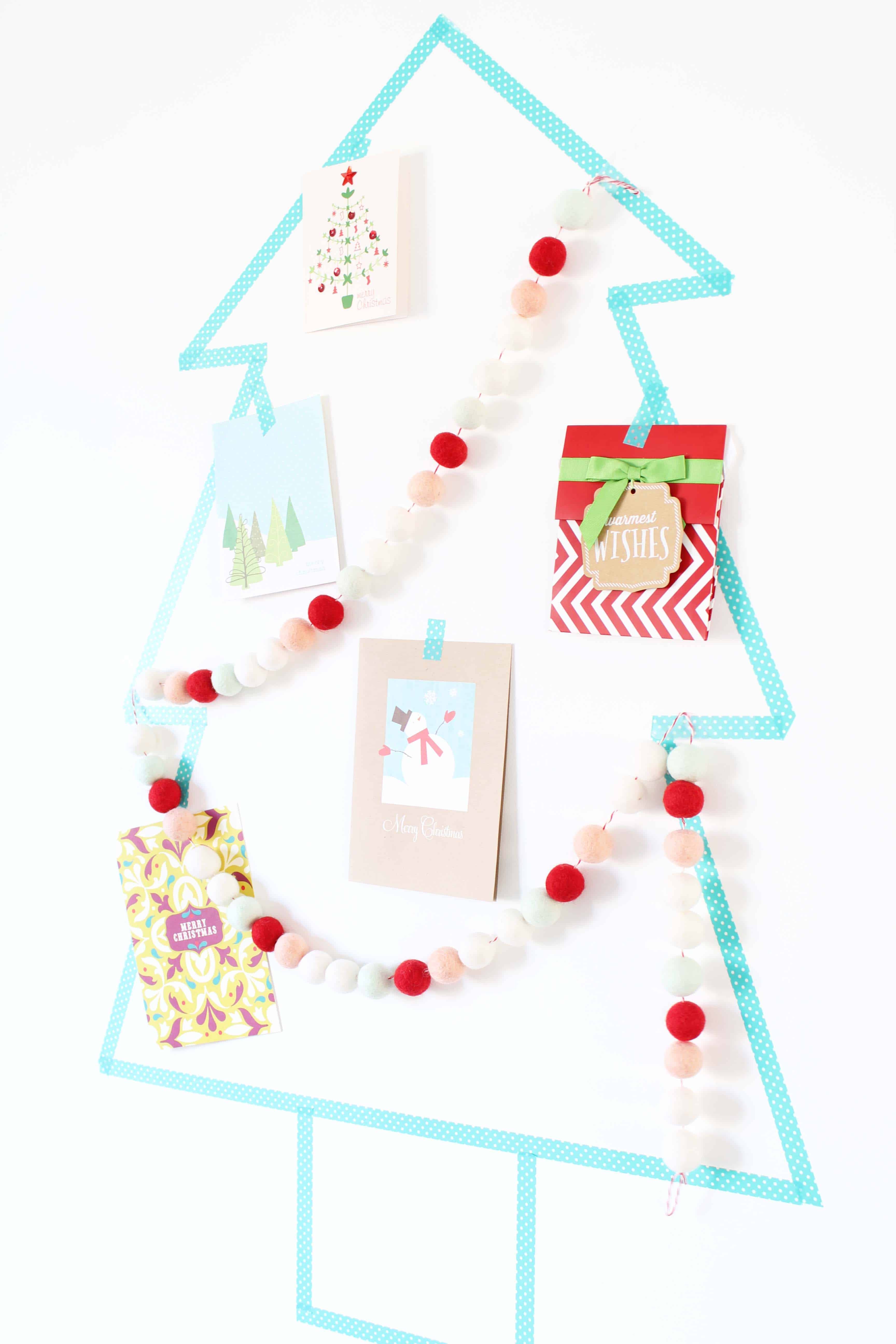 diy washi tape christmas tree card holder