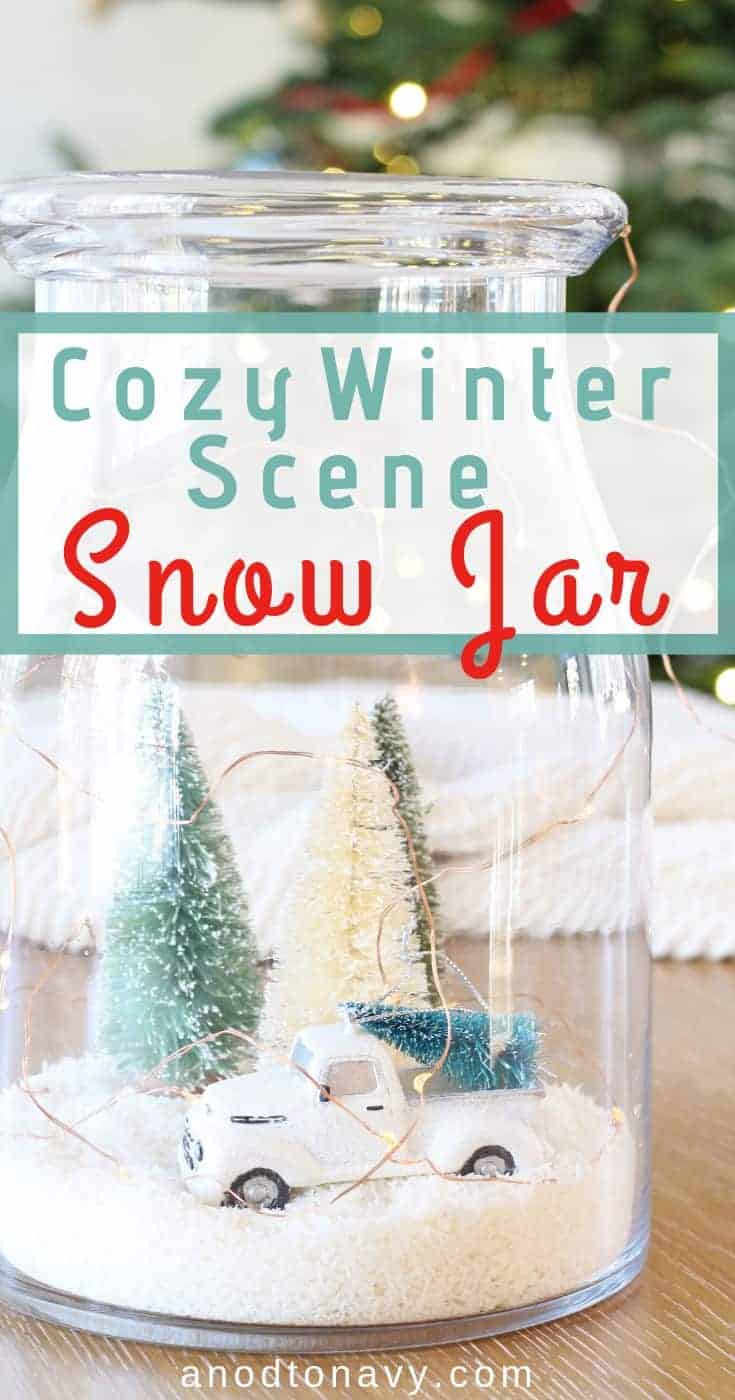 diy winter snow scene jar