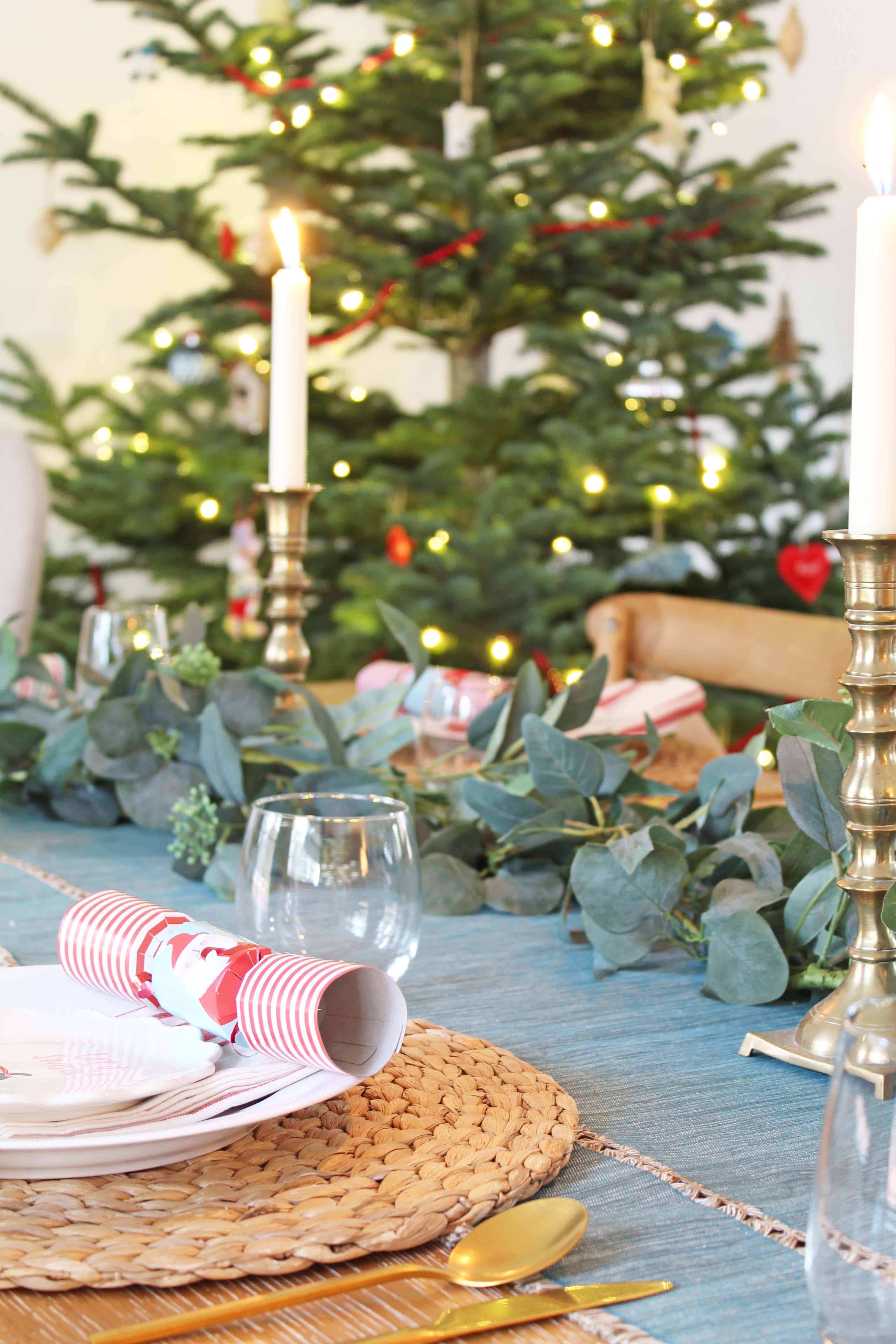 colorful christmas table setting 