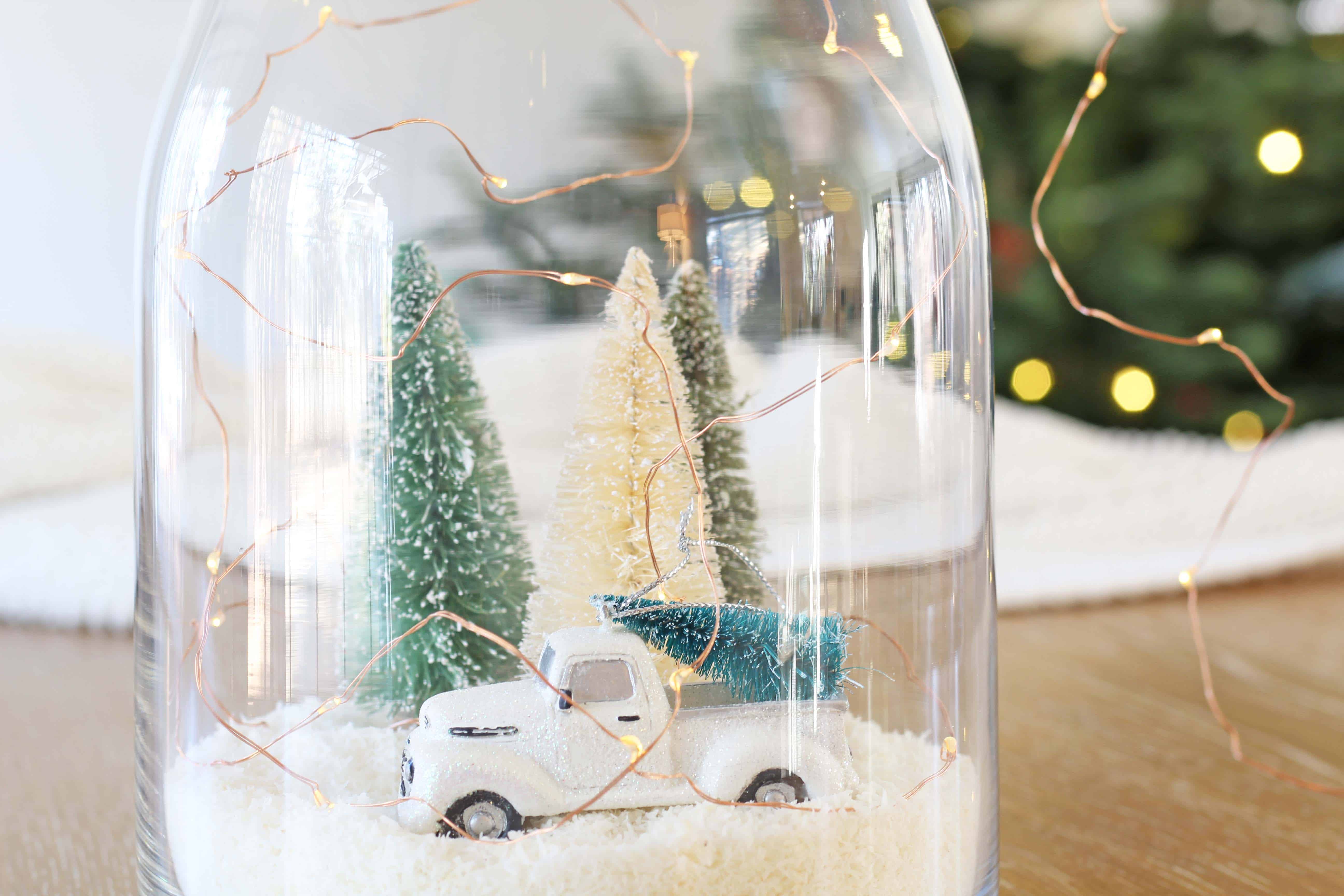 diy winter snow scene jar