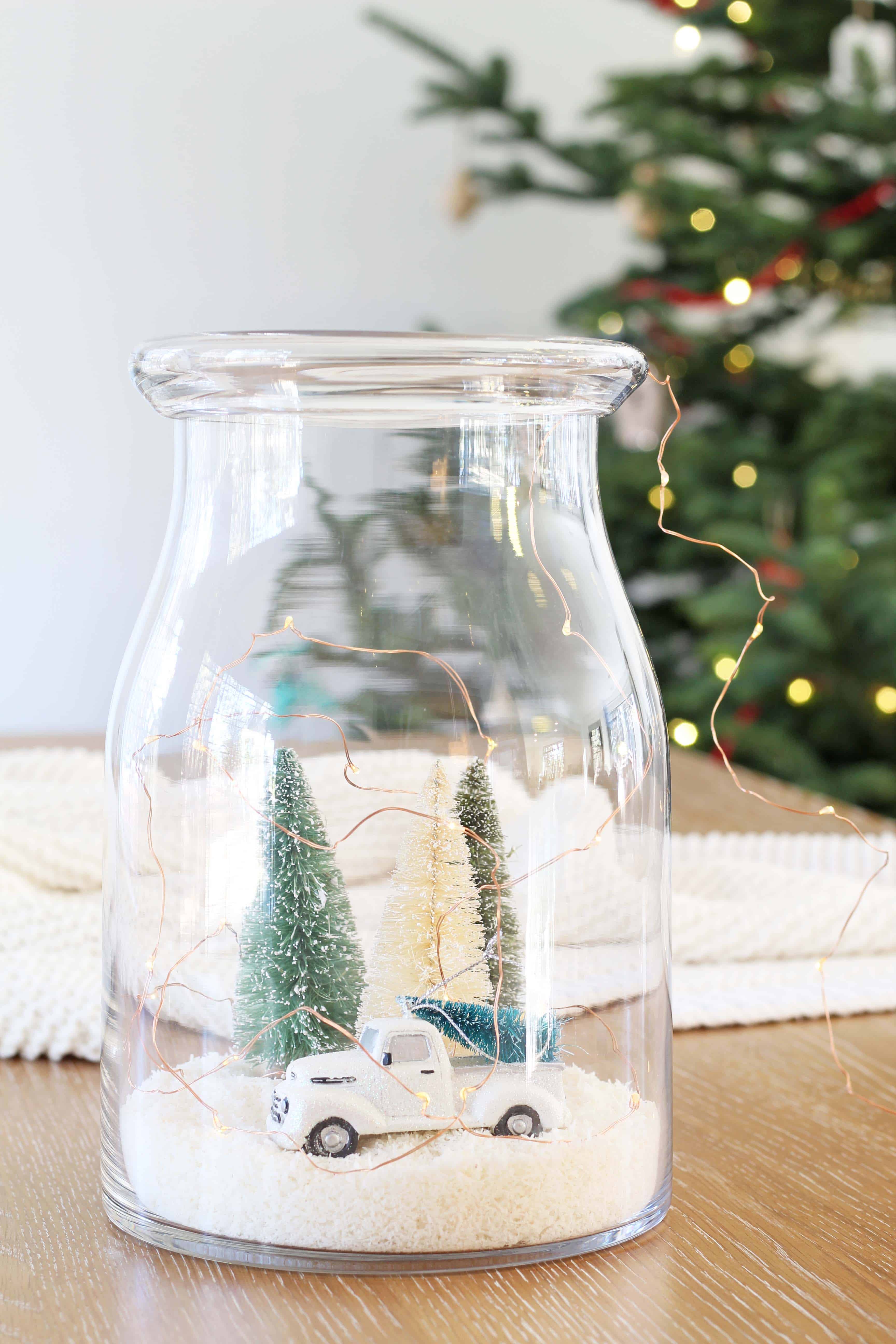 diy winter snow scene jar