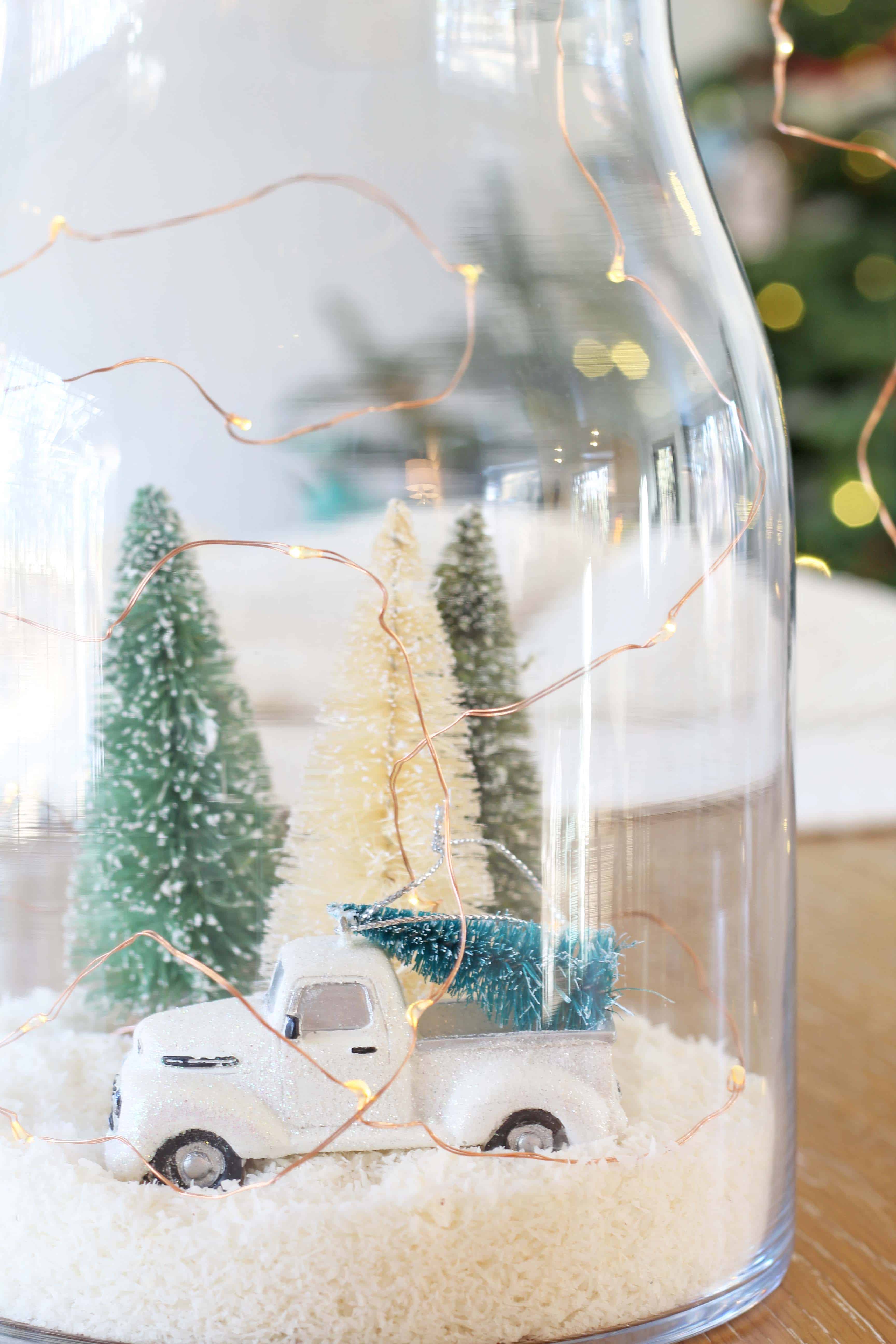 diy winter snow scene jar