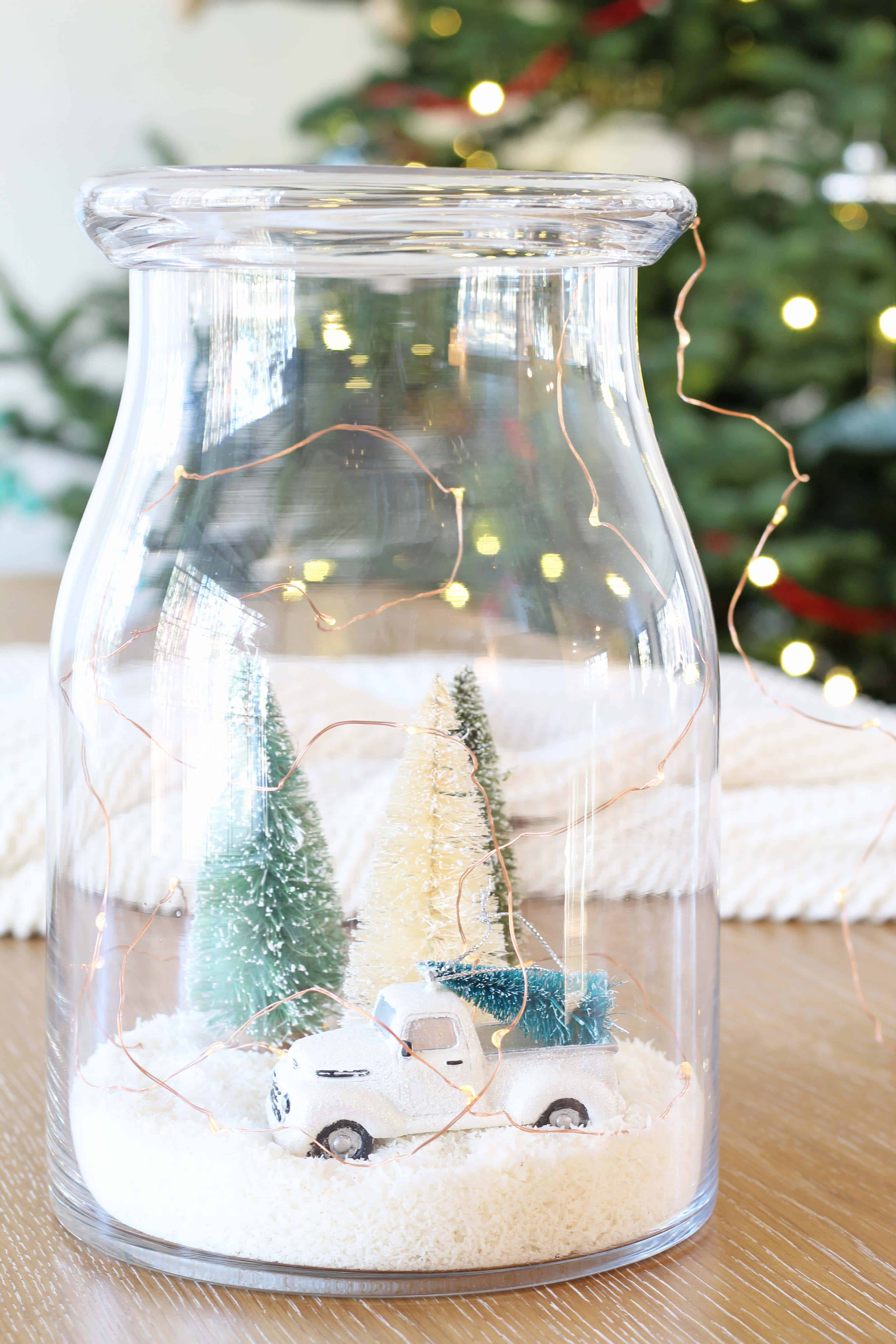 diy winter scene snow jar