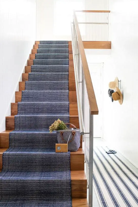 dash and albert navy herringbone stair runner