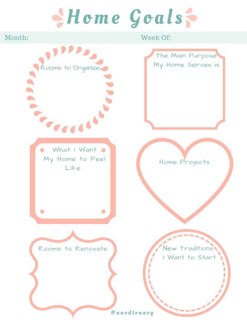 home goals worksheet 