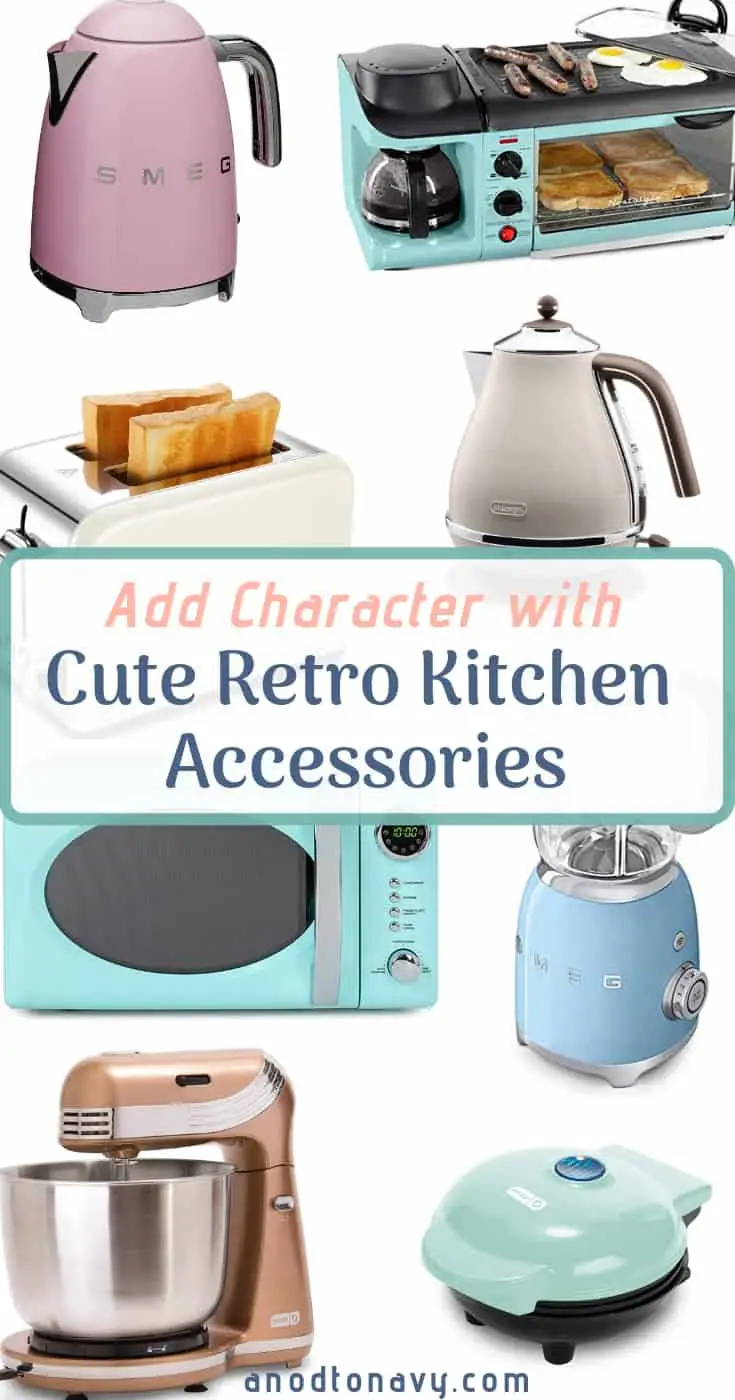 retro inspired kitchen appliances, pink electric kettle, mint green microwave, smeg blender, dash stand mixer, smeg electric kettle