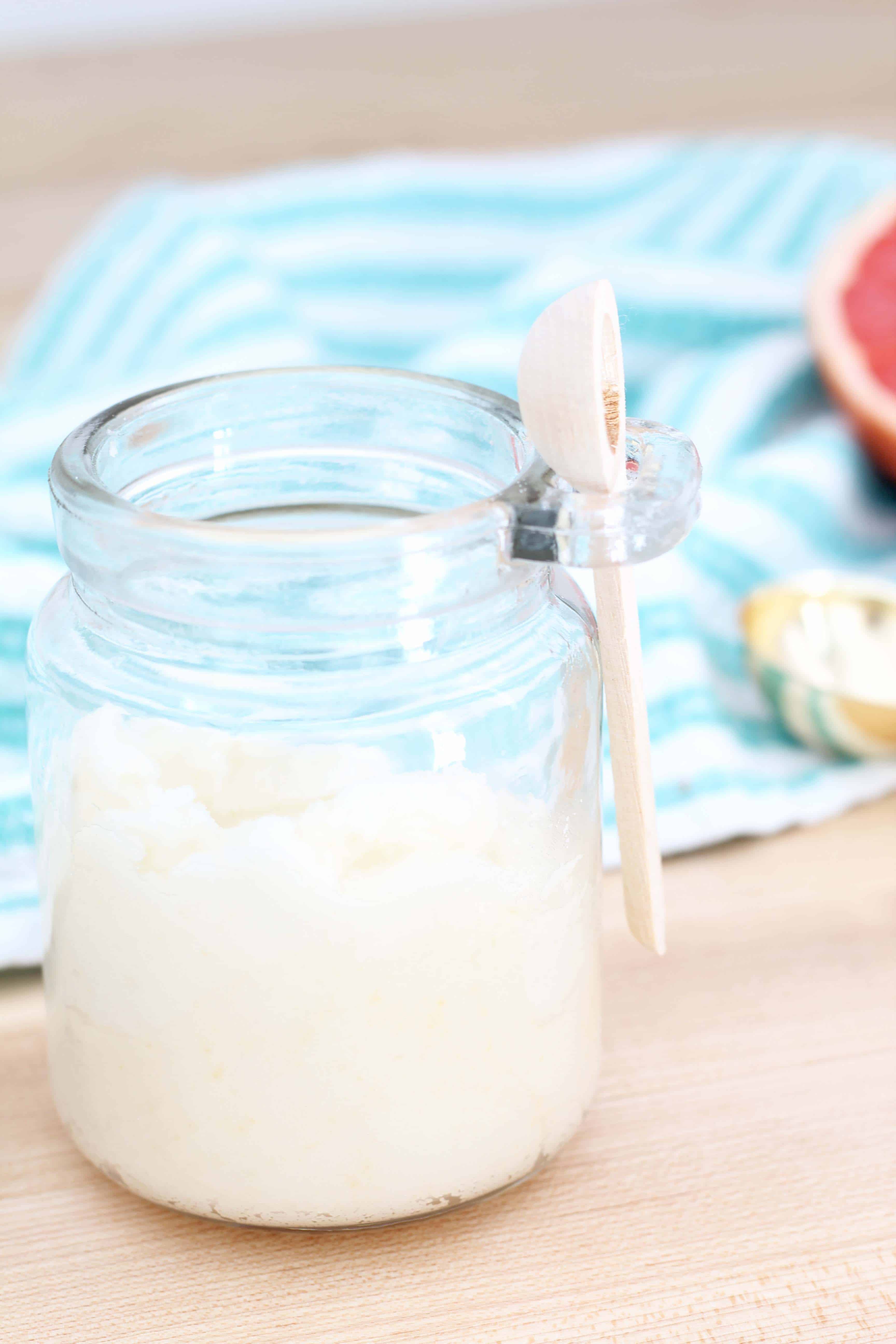 lip scrub in glass apothecary jar