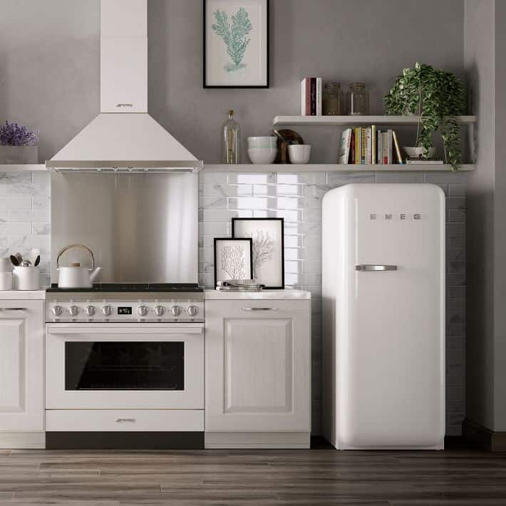 white smeg retro inspired fridge