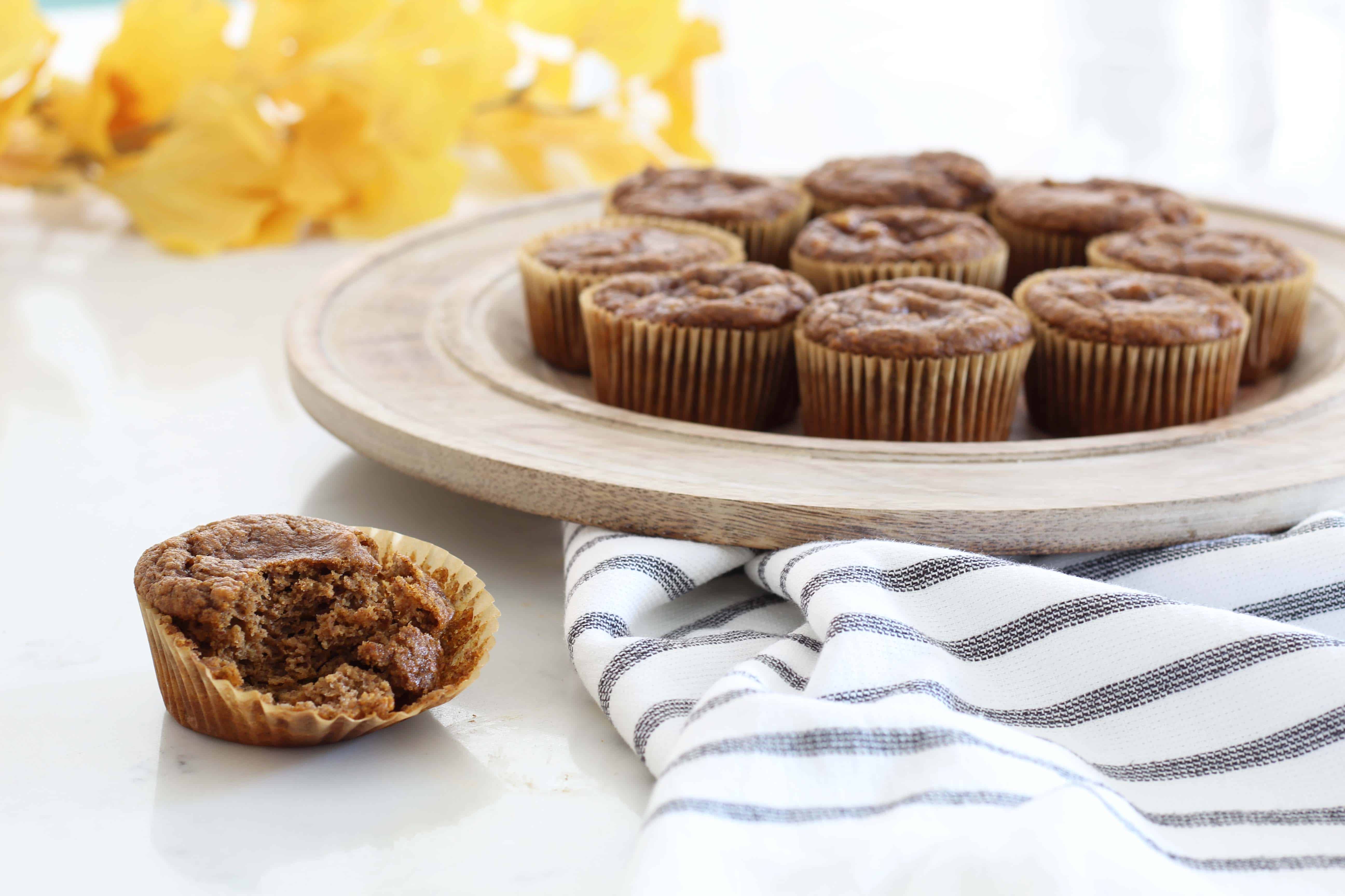 gluten free pumpkin spice muffins with ginkgo leaves