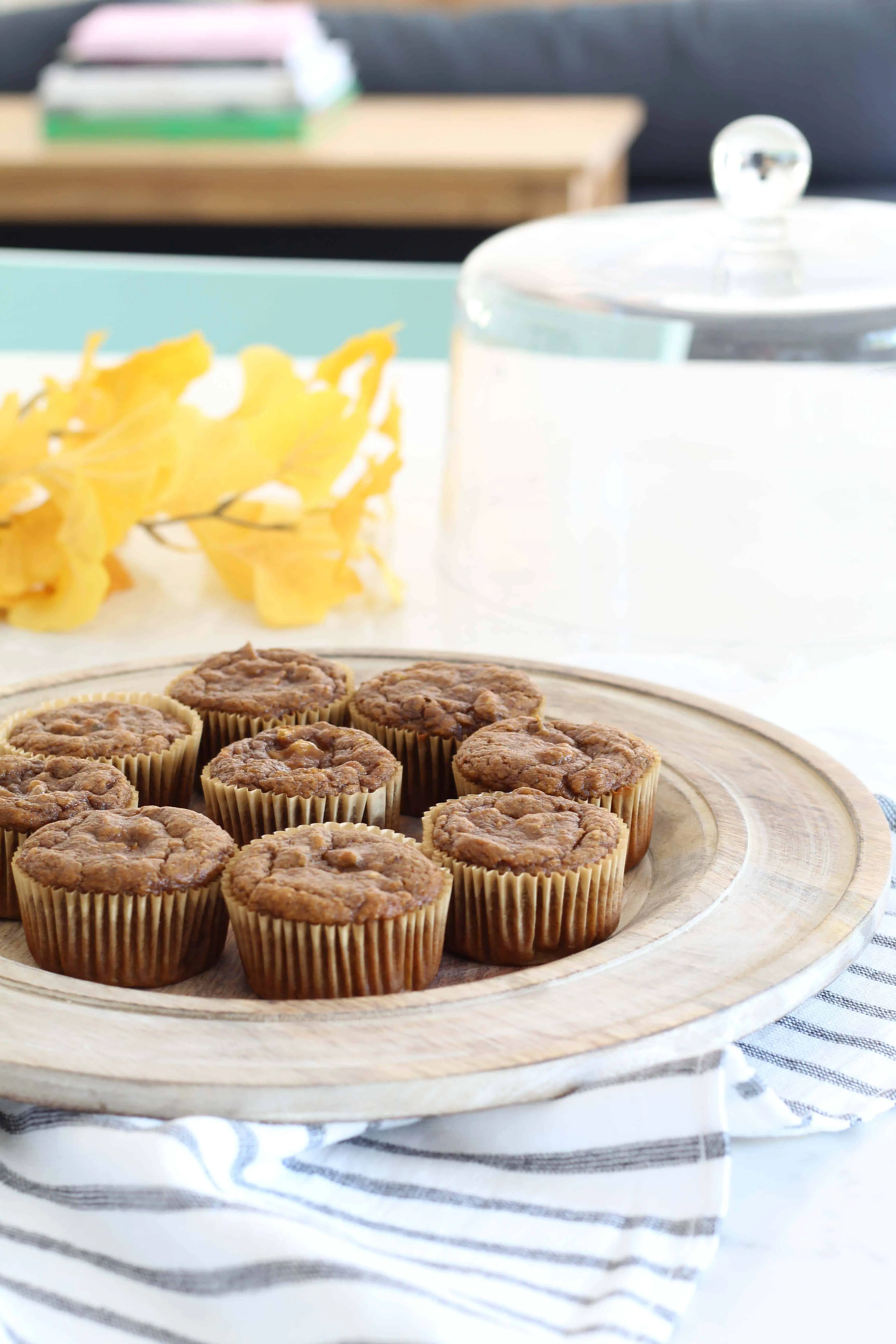 gluten free pumpkin spice muffins and gingko leaves