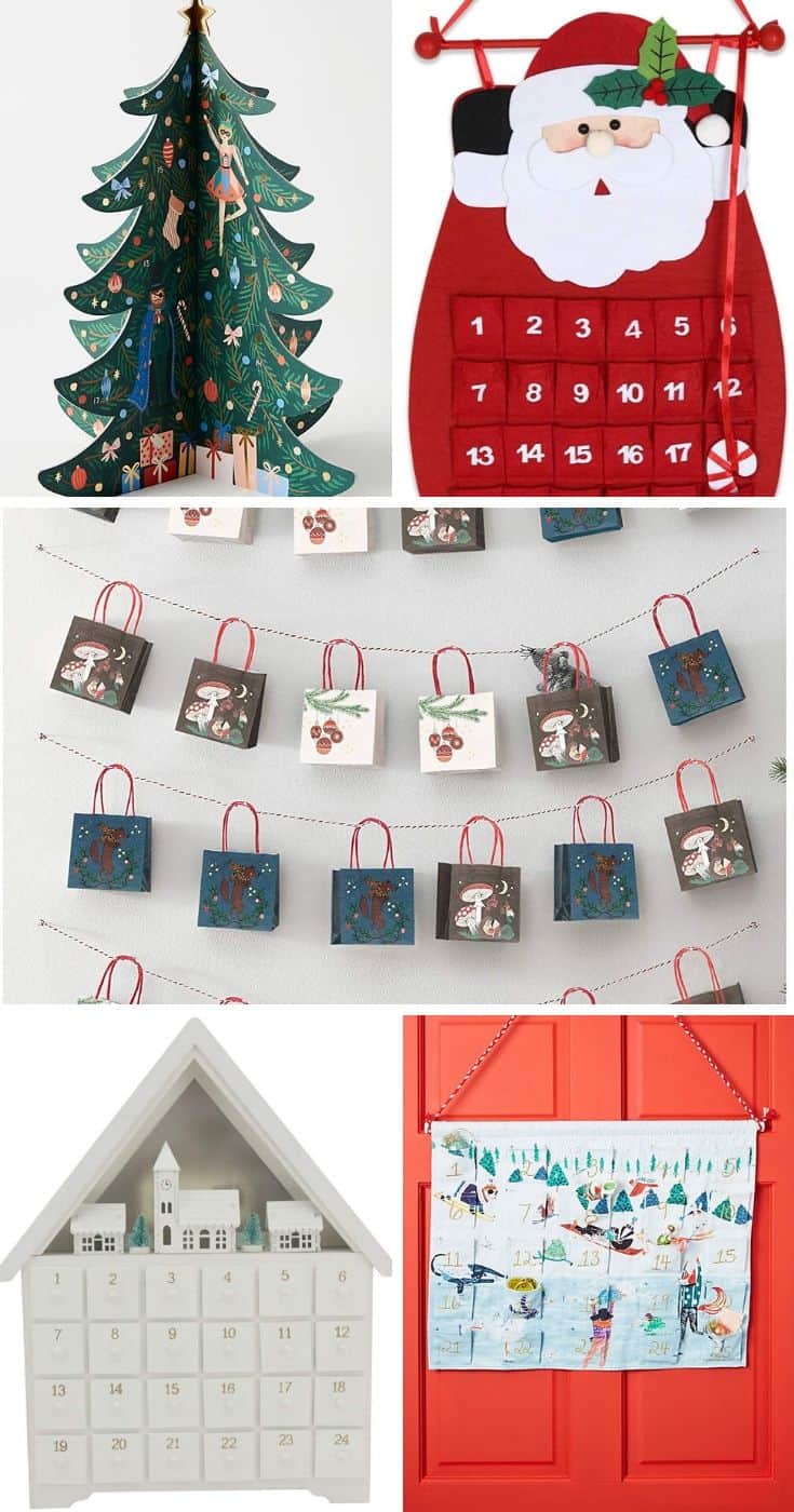 rifle paper co nutcracker advent calendar, santa wall advent calendar, anthropologie riley advent calendar