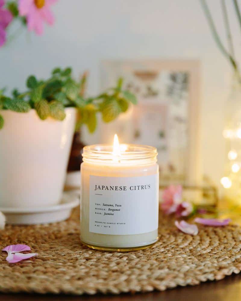 brooklyn candle company japanese citrus candle, cozy hygge candle