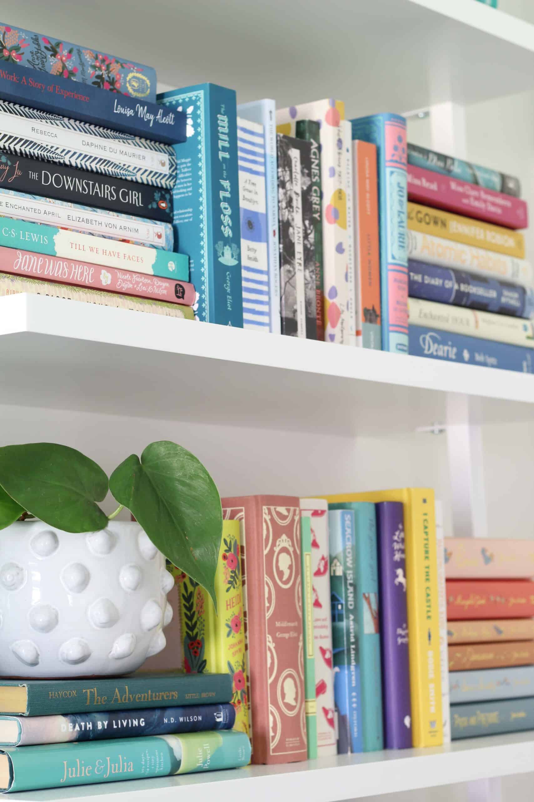 ladder bookshelf with penguin clothbound classics and wordsworth collector editions