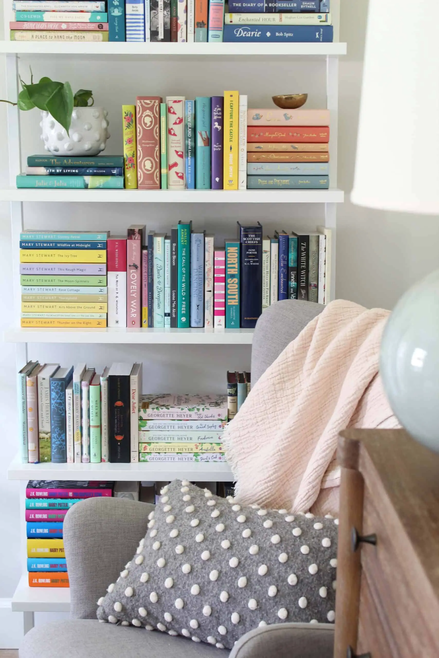 bedroom with ladder bookshelf