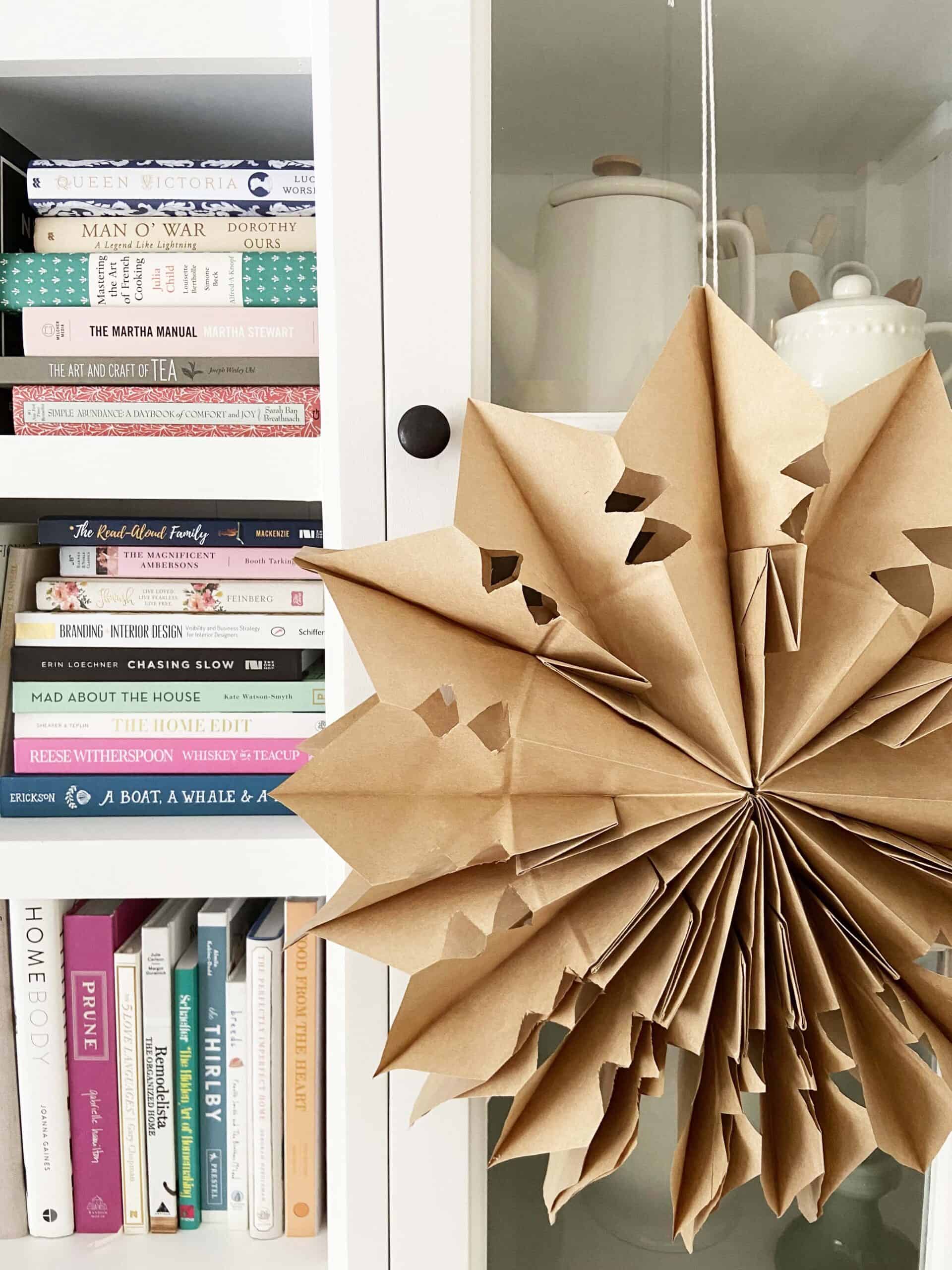 kraft paper star, paper bag star, paper star craft, hanging paper star