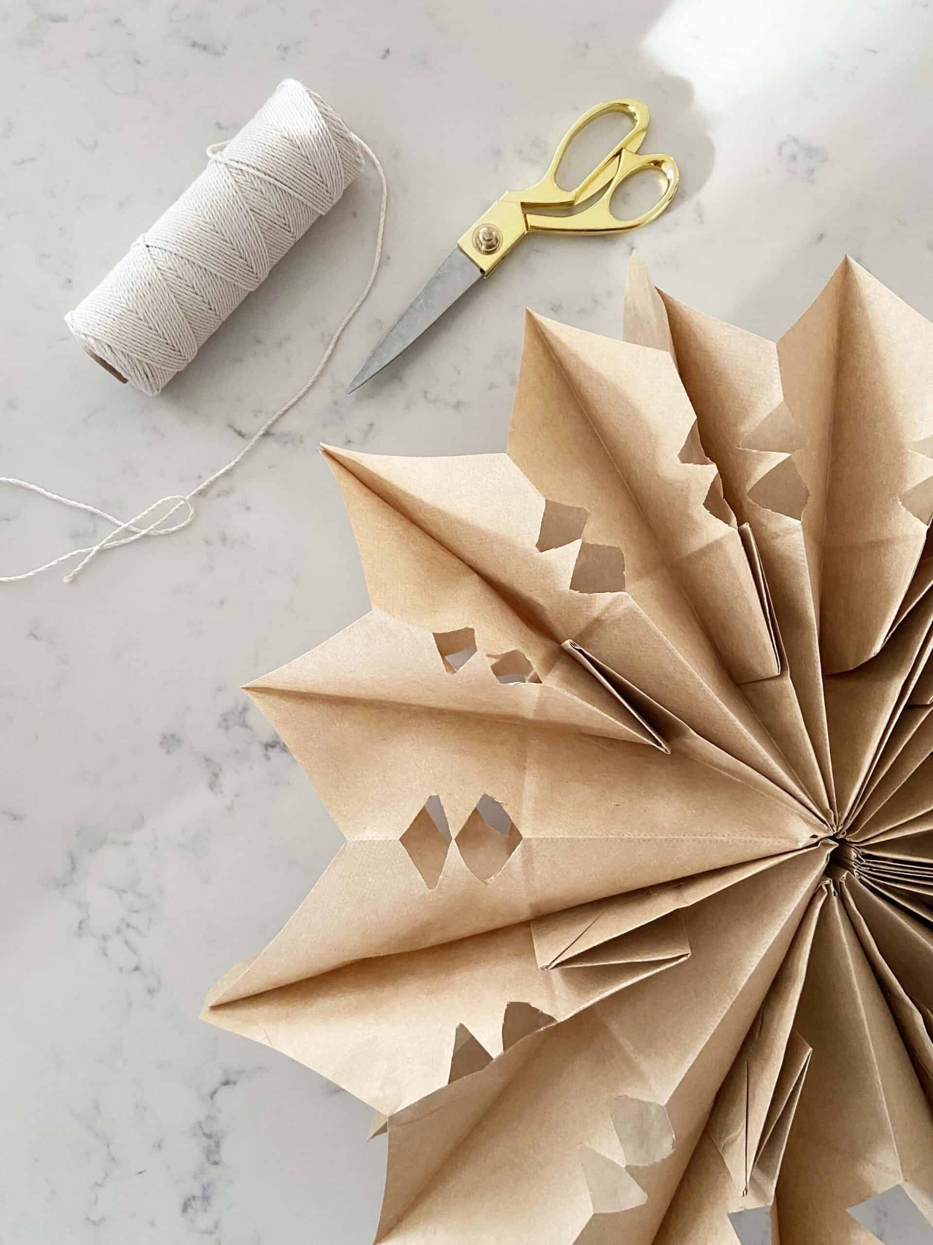 kraft paper star, paper bag star, paper star craft, hanging paper star